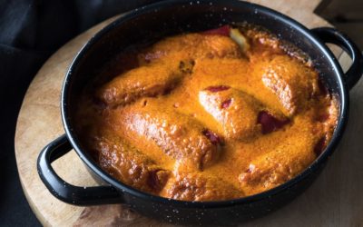 Pimientos del piquillo rellenos de bacalao y gambas