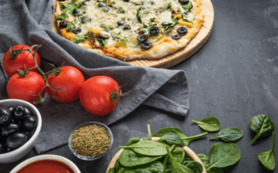 Pizza vegetal con alcachofas y pimientos del piquillo